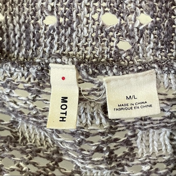 Anthropologie Moth Lavena Pointelle Draped Open Front Cardigan Sweater Vest Grey - Picture 14 of 16